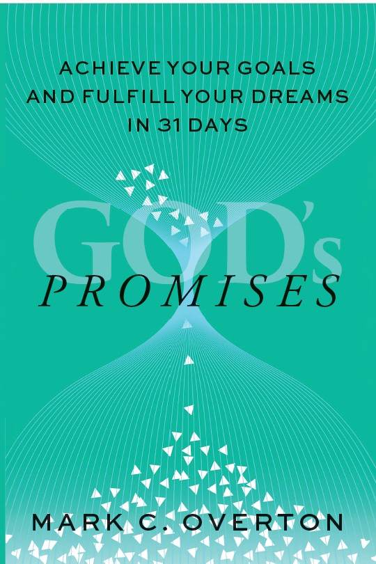 Book cover of "Promises" by Mark C. Overton, featuring the title "God's Promises" with a teal background.